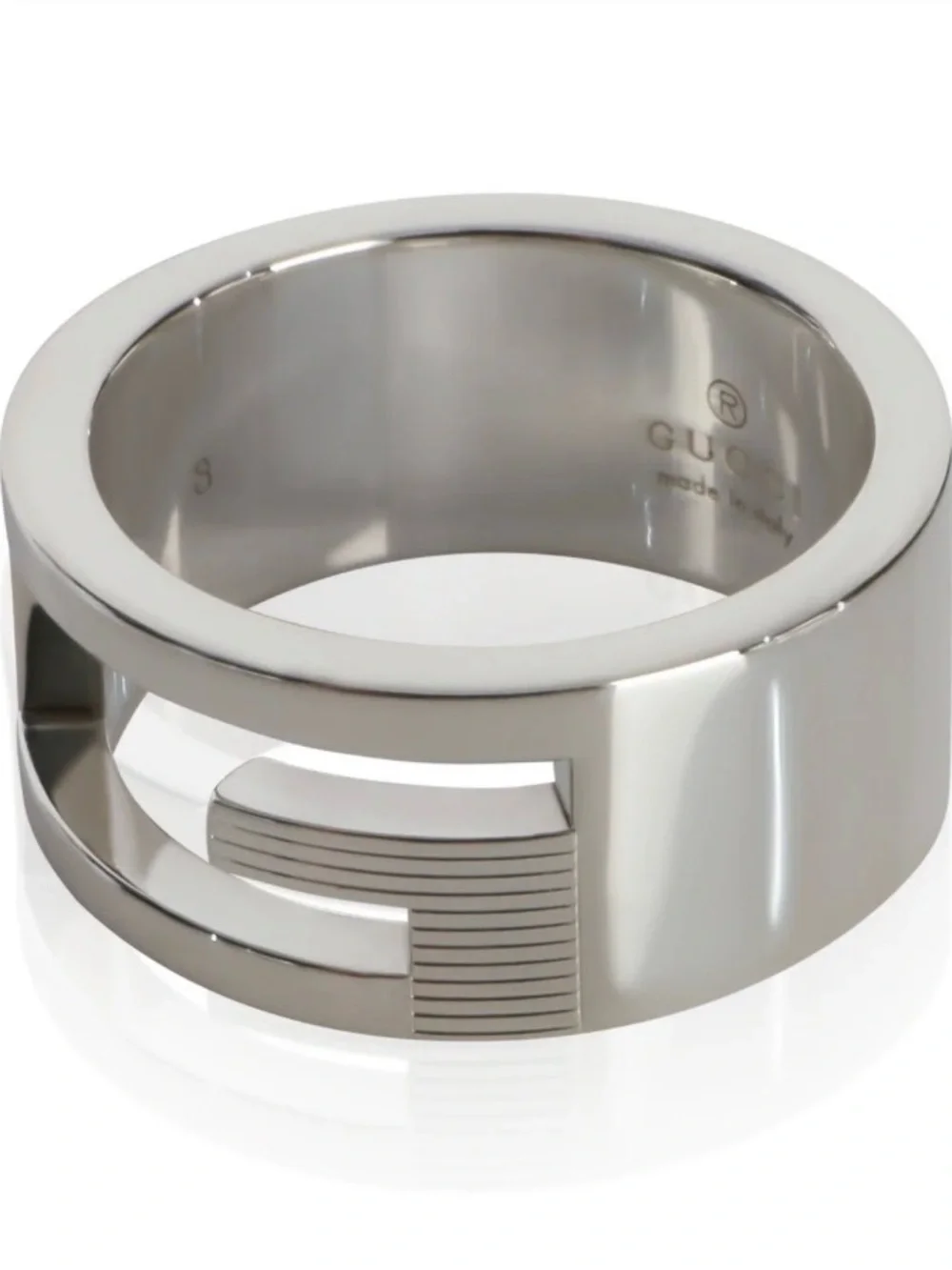 Gucci Silver Men’s G-Cut Wide Band Ring